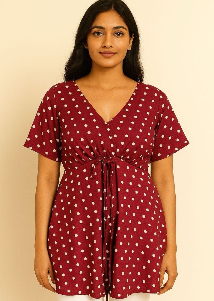 Maroon Polka Dot Top
