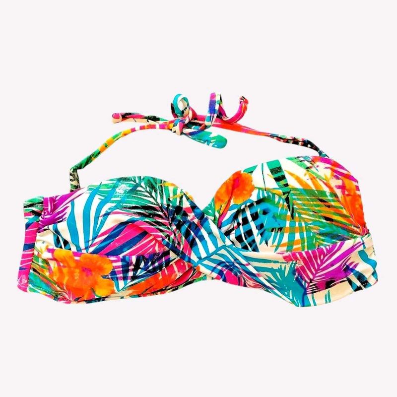 Vibrant Tropical Print Bikini Top