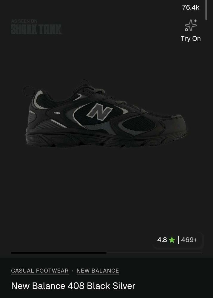 New Balance 408 Black Silver Sneakers