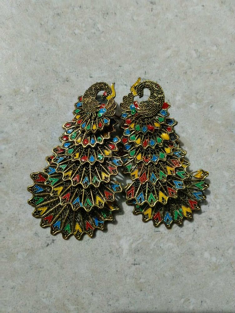 Stunning Peacock Dangle Earrings