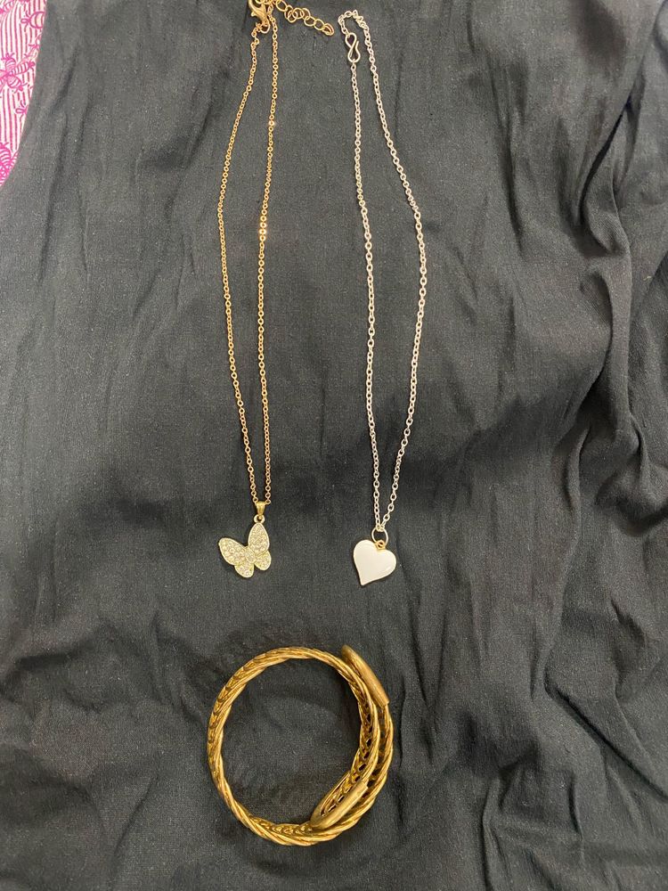 Chic Butterfly &amp; Heart Necklace Set &amp; bracelet