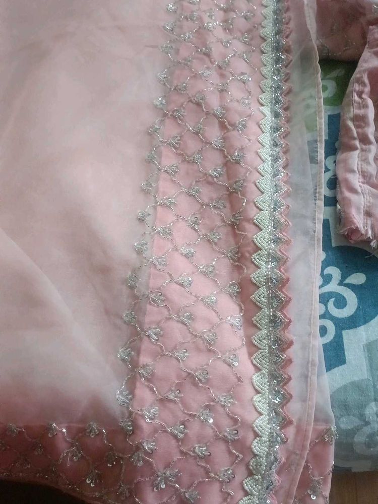 Elegant Pink Embroidered Gown