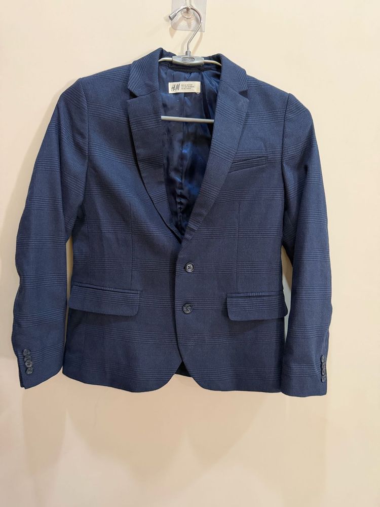 H&amp;M Boys' Blue Checked Formal Blazer(9-10 years)