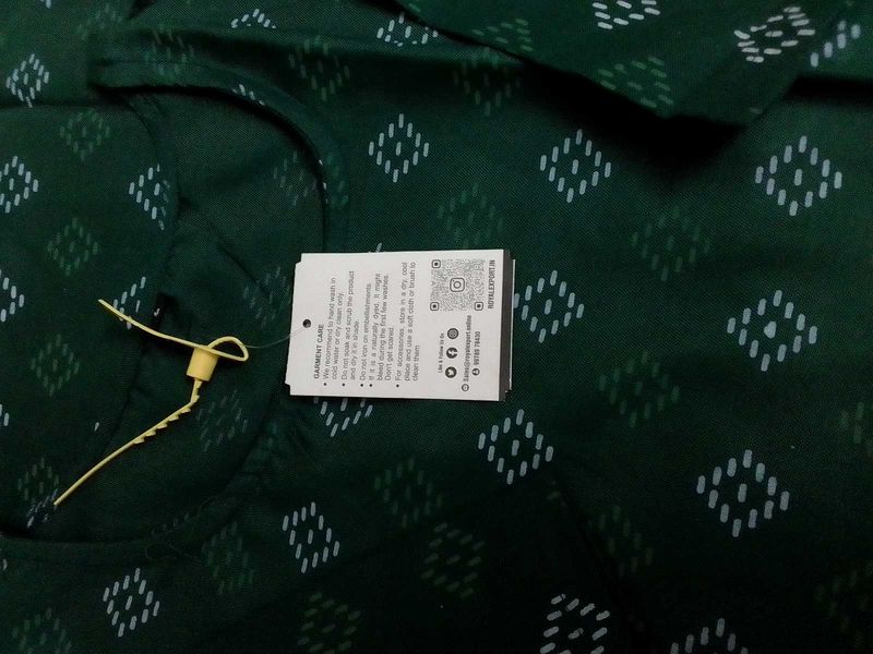 Green Ethnic Kurta with Diamond Print