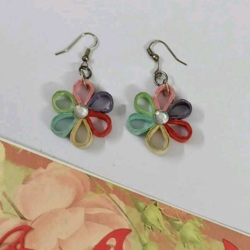 Handmade Colorful Quilling Flower Earrings