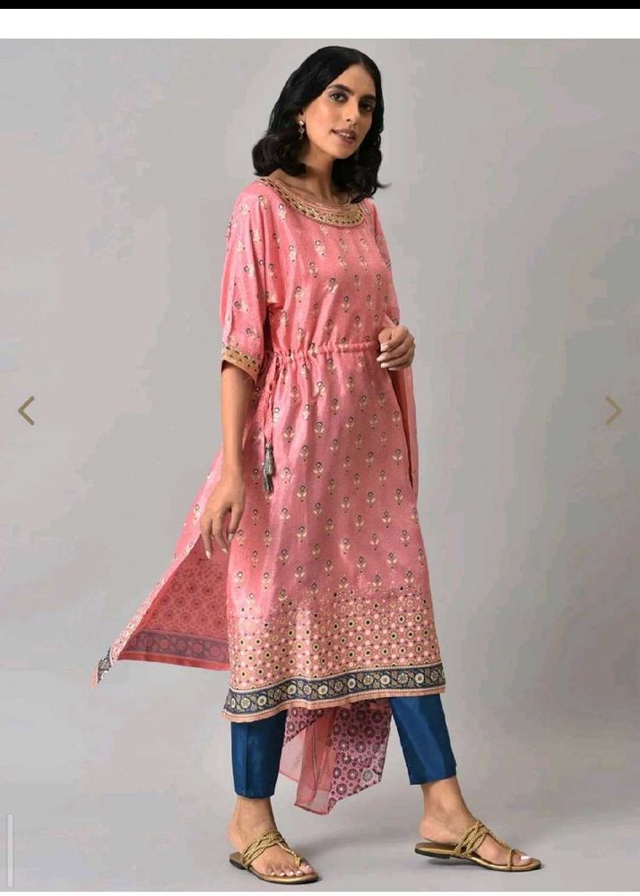 Aurelia Pink Floral  Kaftan Kurta with Pant..