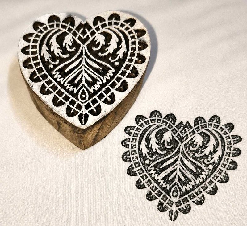 Heart Shape Wooden Block Stamp