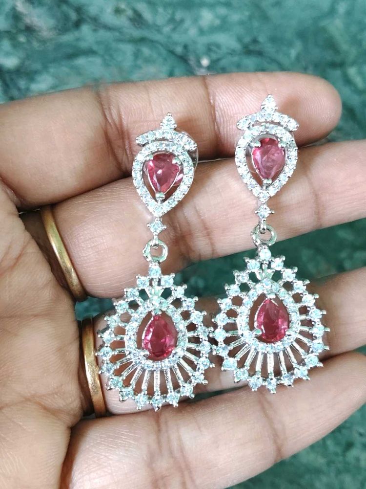 Stunning Red Stone Dangle Earrings