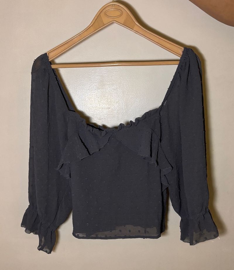 Chic Black Ruffled Blouse