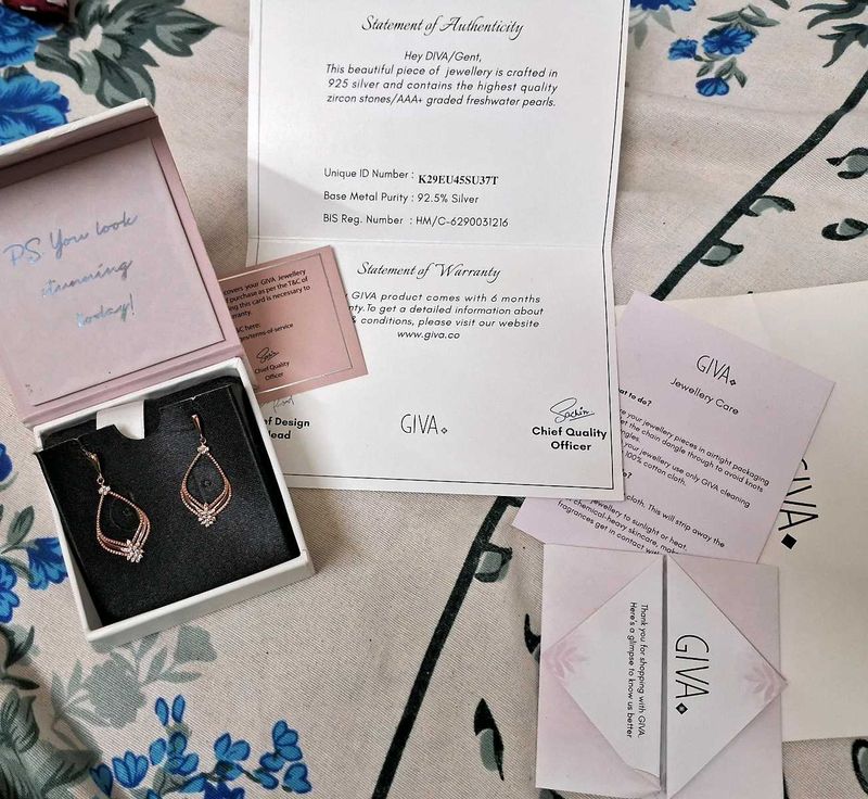 Giva Rose Gold Drop Earrings with Crystals
