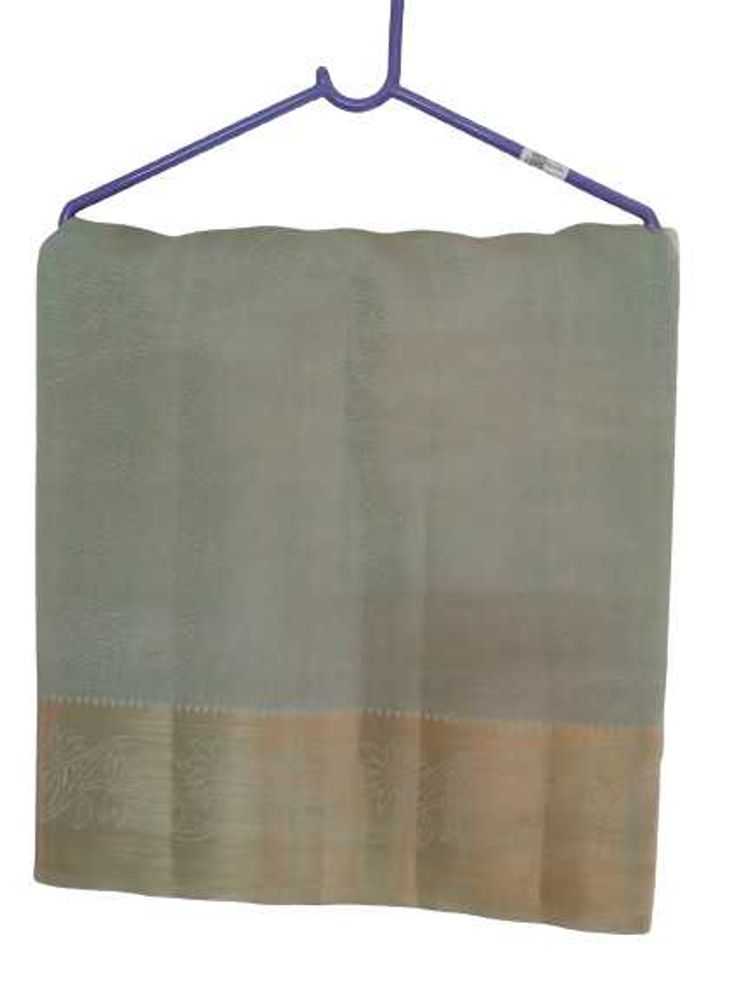 Elegant Grey Saree with Golden Border