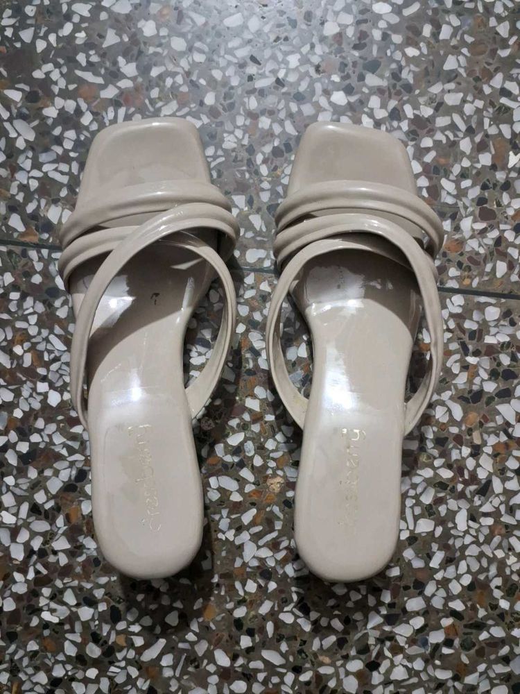 Stylish Beige Strappy Heeled Sandals