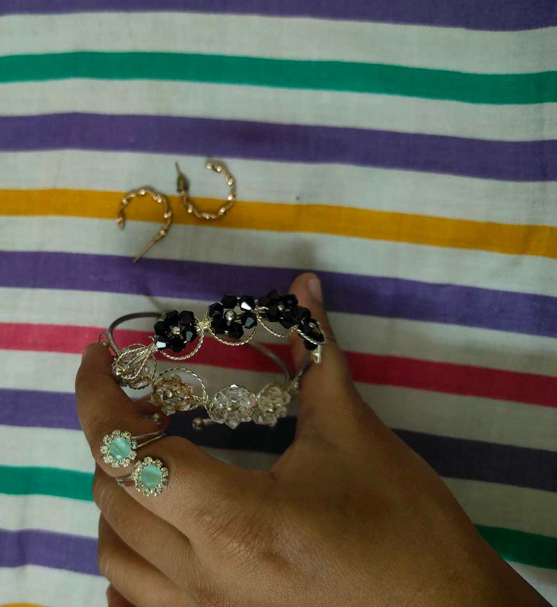 Bohemian Beaded Bangles and Rings Set
