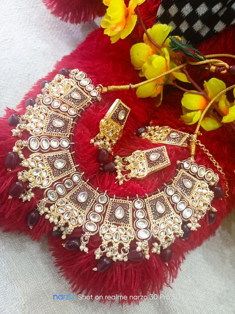 Meenakari Maroon Necklace Set