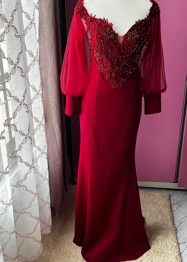 Maroon  evening gown
