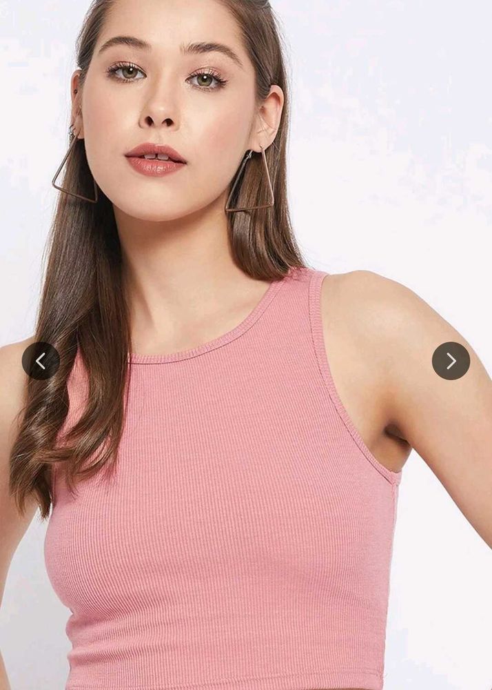 Ribbed Pink Crop Top
