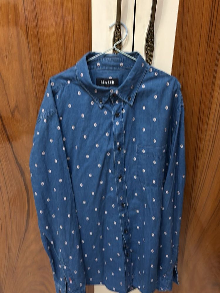 Men's Patterned Denim Shirt