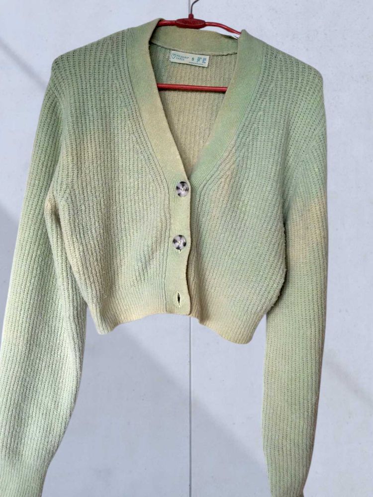Sage Green Cropped Cardigan