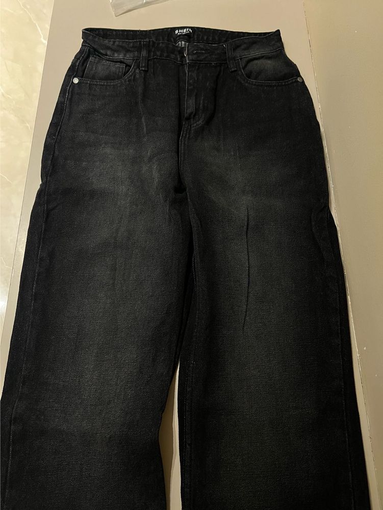 Black Wide Leg Denim Jeans