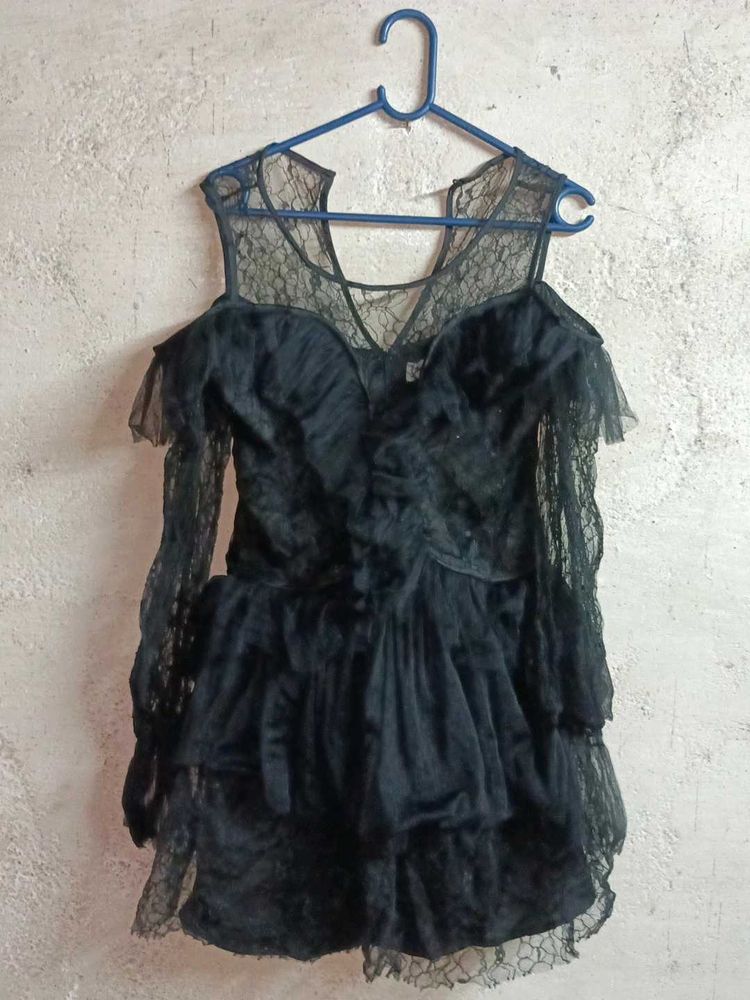 Partywear Lace Dress Mini Black 🖤