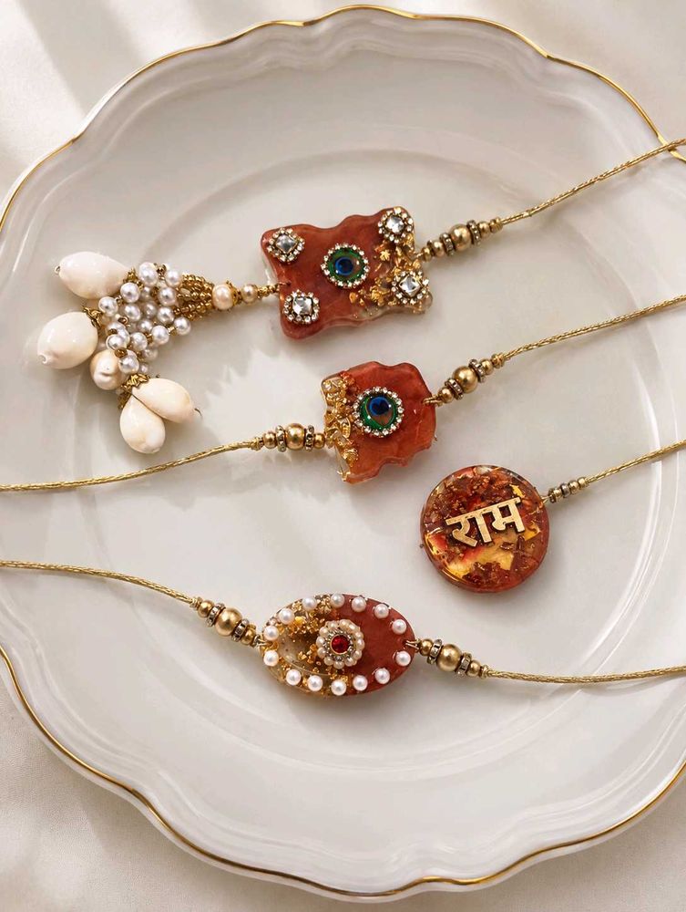 Handmade Rakhi Set with Shells &amp; Pearls