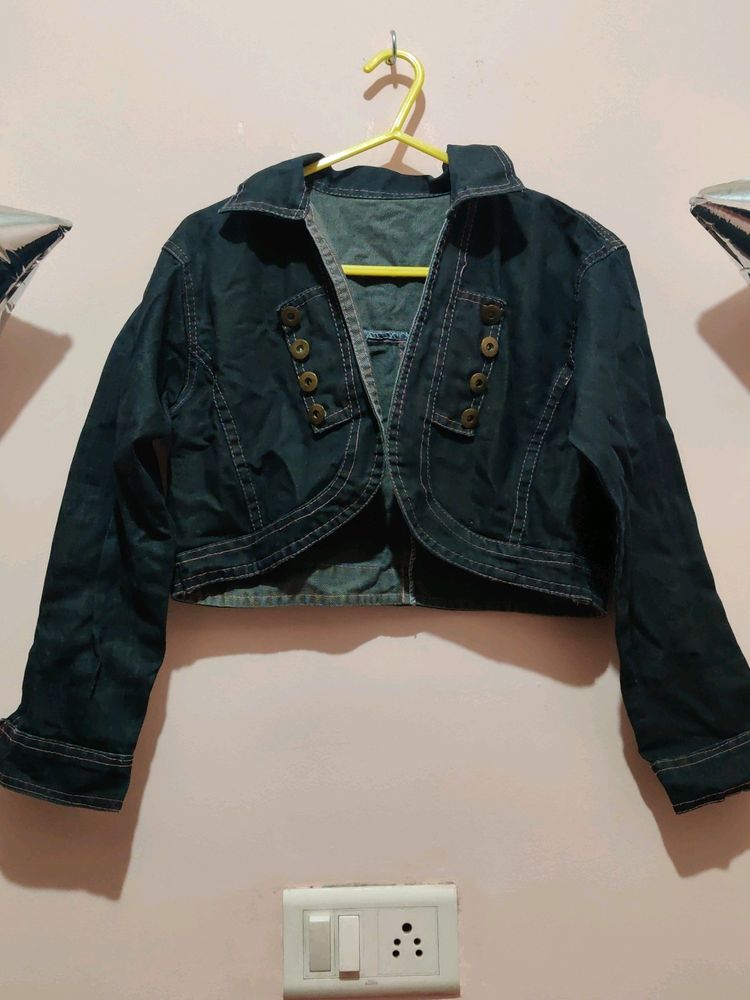 Black CROP DENIM JACKET