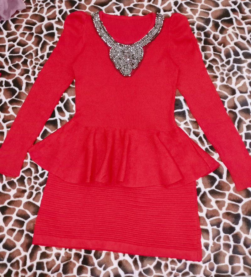 Mini Wool Red Dress