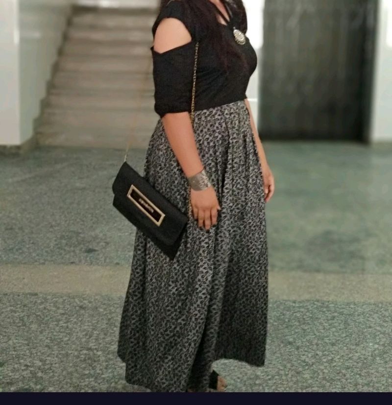 Black And Grey Gown Dress