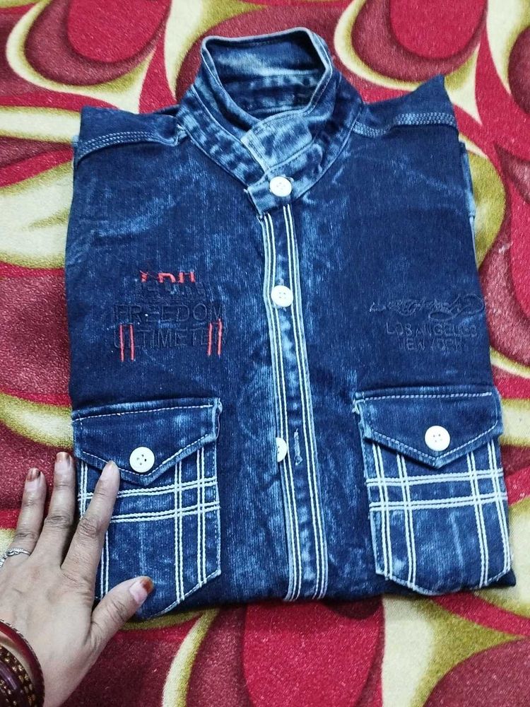 Stylish Blue Denim Shirt for Men