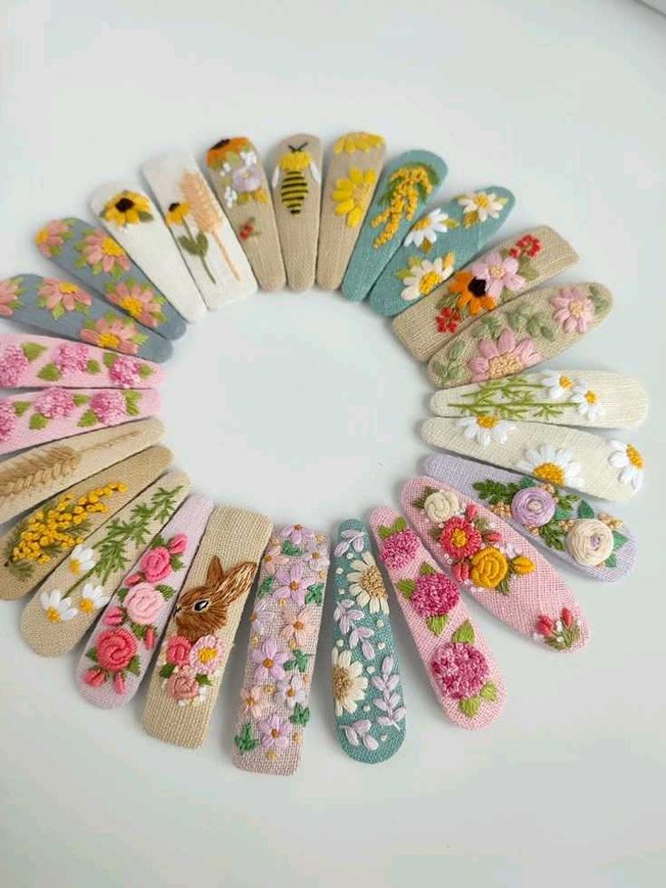 Embroidered Floral Hair Clips any 15