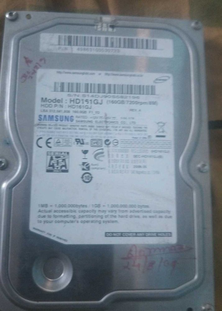 Samsung HD151GJ Hard Drive, and toshiba