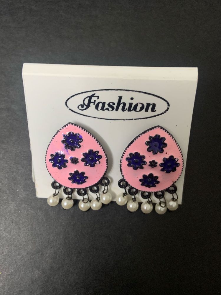 Cute Pink Jhumka Earrings