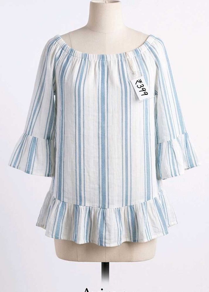 Off-Shoulder Striped Ruffle Top