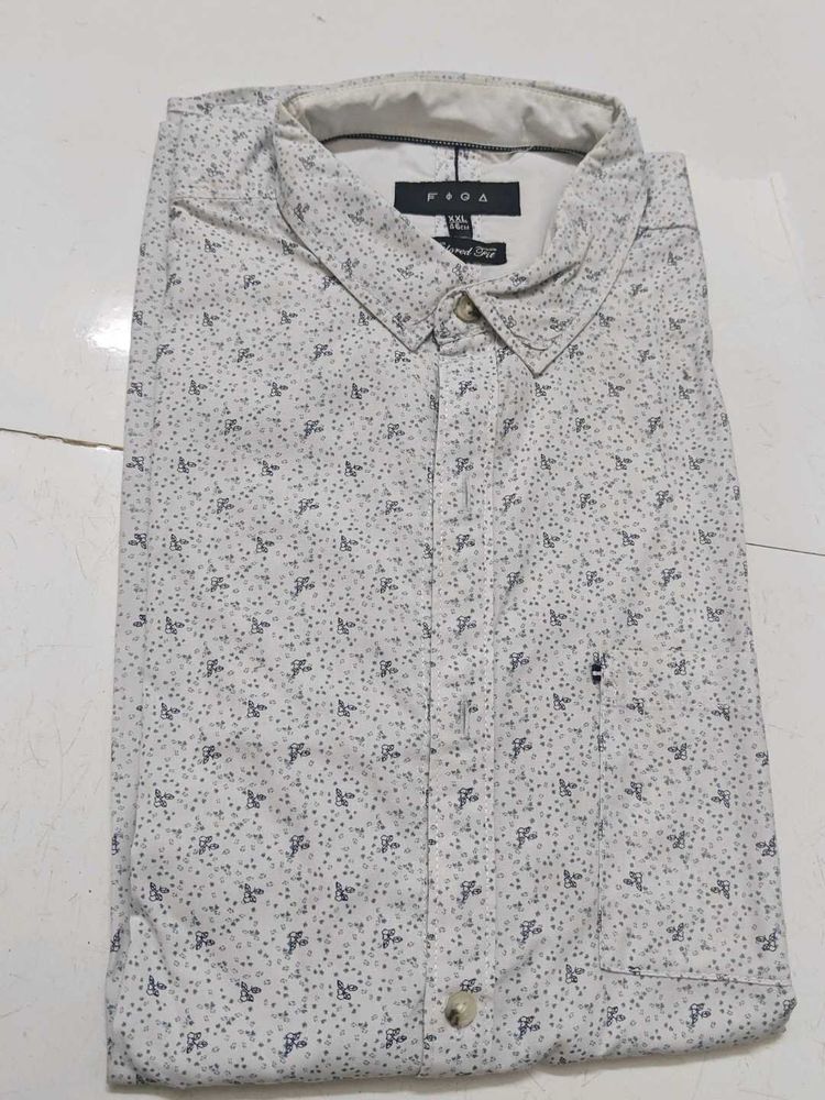 Men's White Printed Casual Shirt
