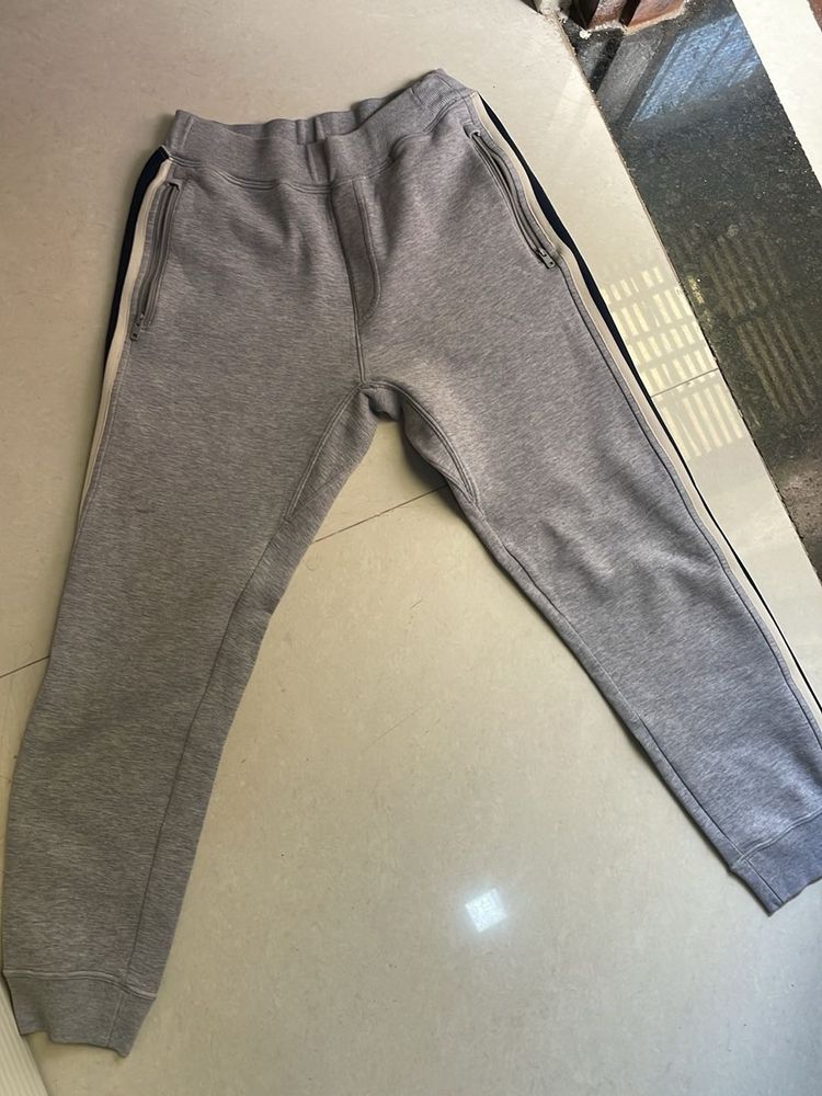 Gray Sweatpants with Side Stripes