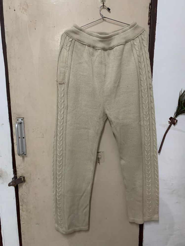 Cozy Cream Cable Knit Pants