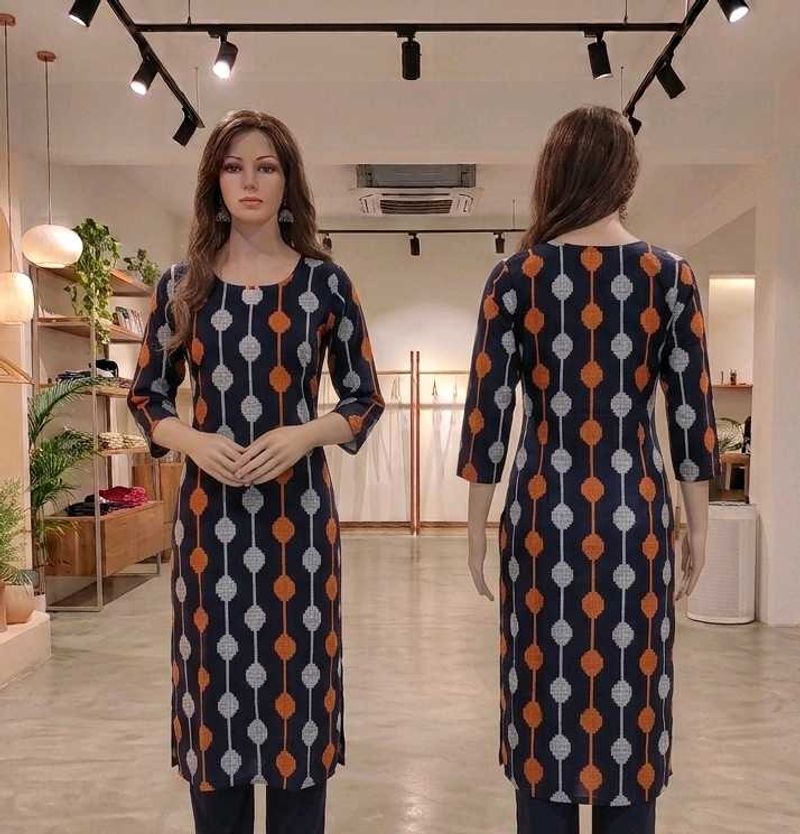 Brand new Navy Blue, Orange &amp; Grey kurti