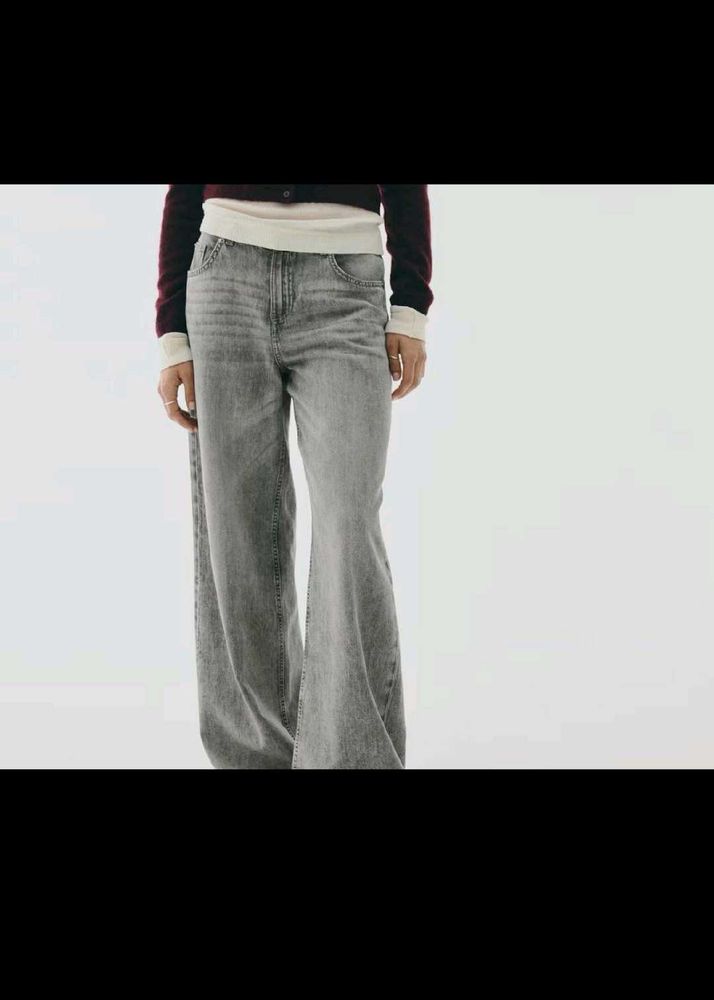 Grey Wide Leg Jeans