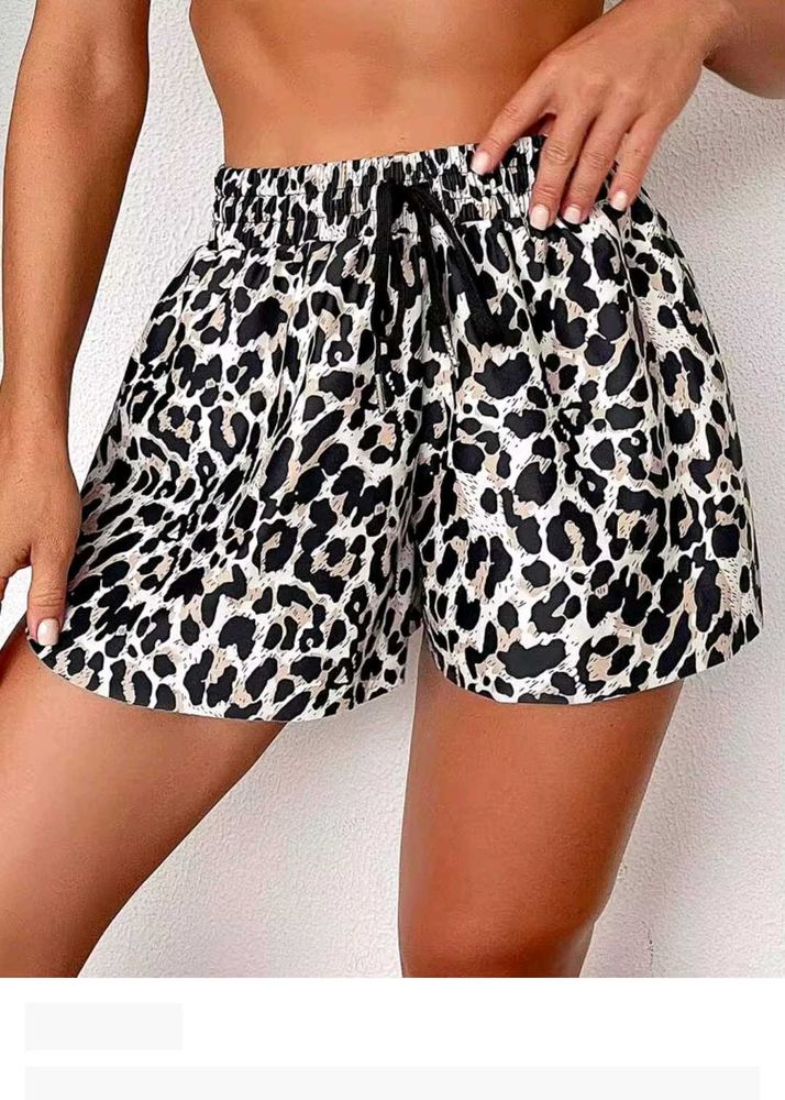 Leopard Print Drawstring Shorts