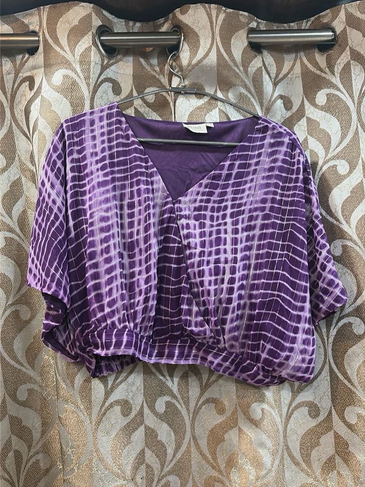 NEW - Stylish Purple Printed V-Neck Top