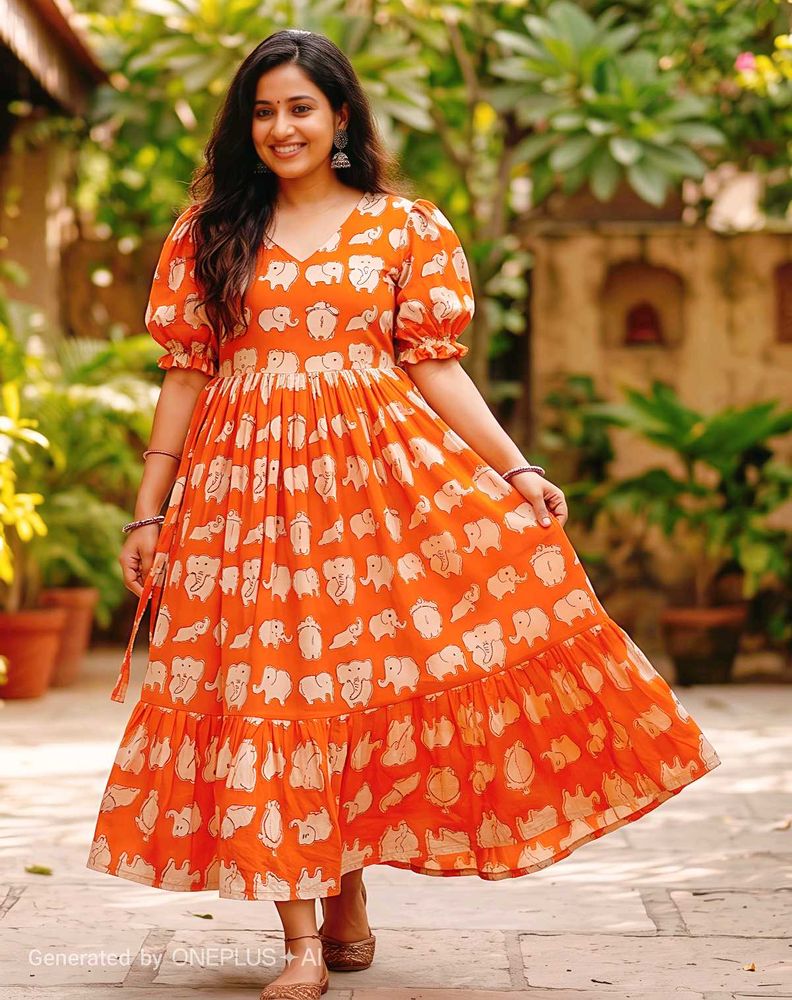🧡Baby Elephant Print Maxi Dress