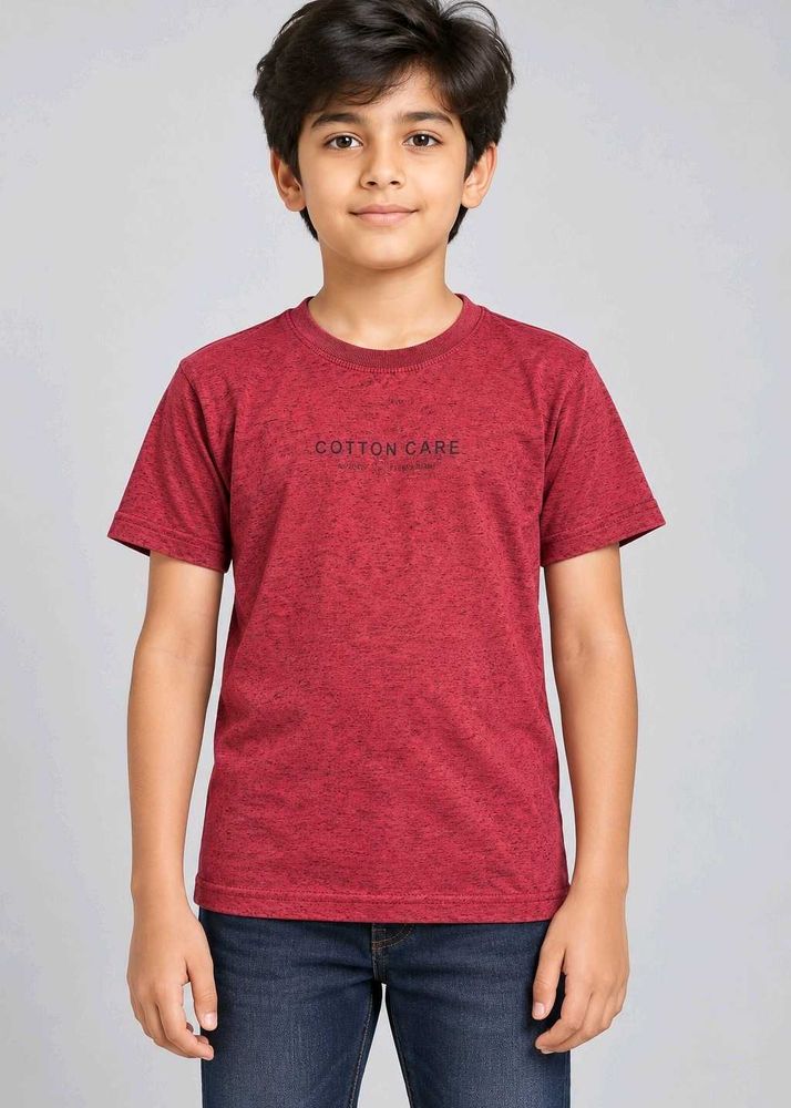 Boys Red Cotton Care T-Shirt