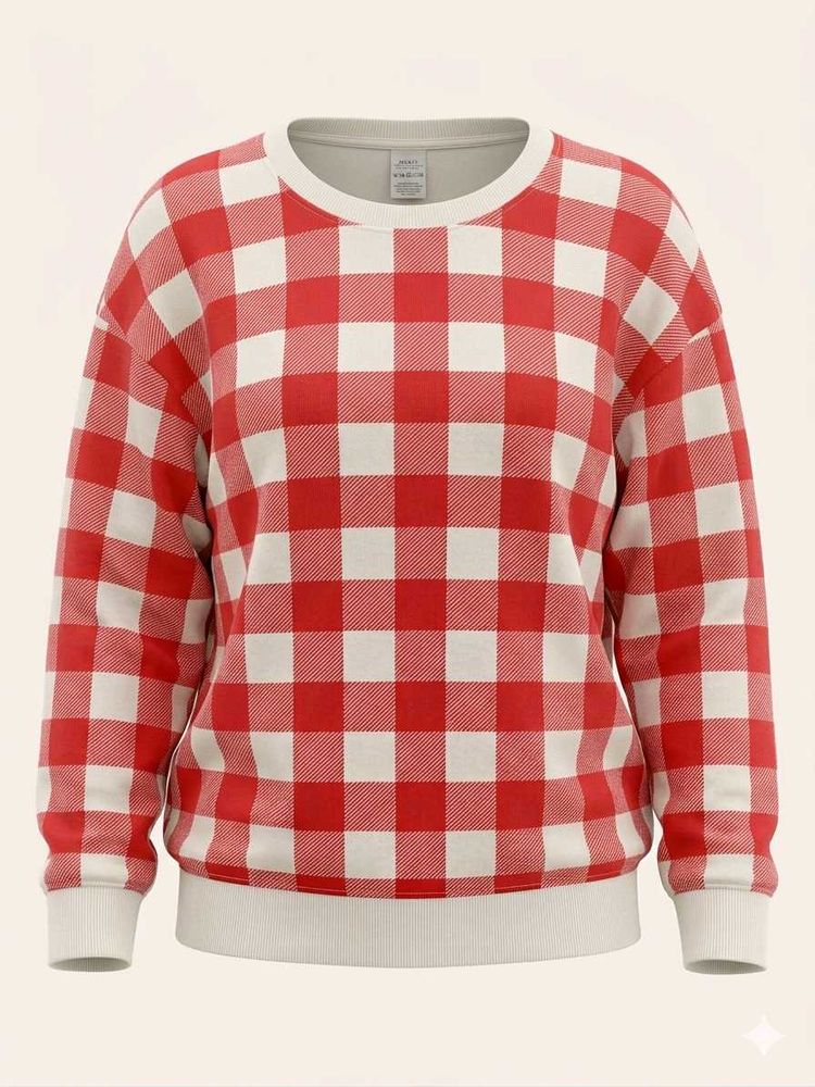 Red Gingham Sweatshirt