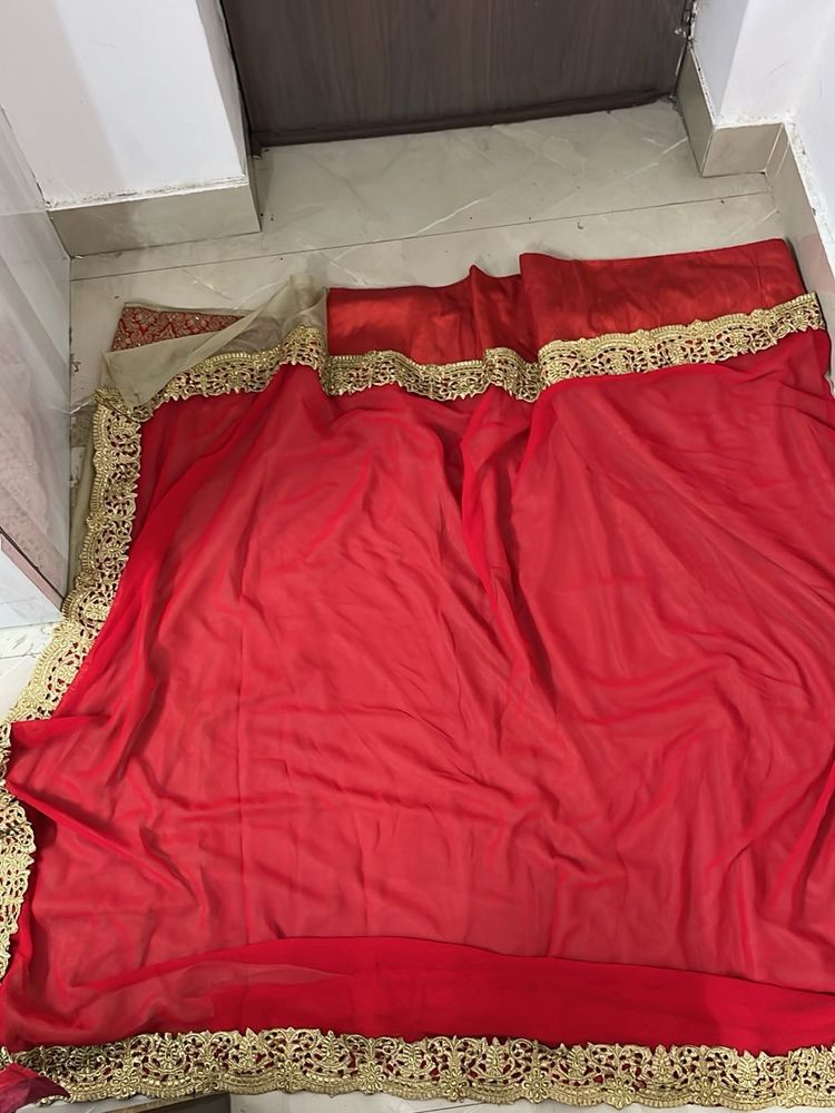 bridal heavy saree Red &amp; Gold Sare