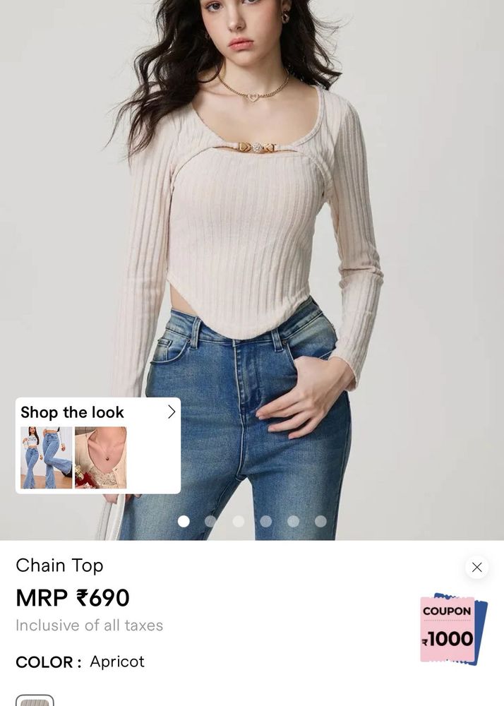 Chic Chain Detail Ribbed Top