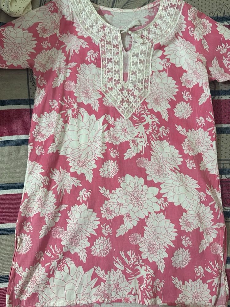 Pink Floral Kurta