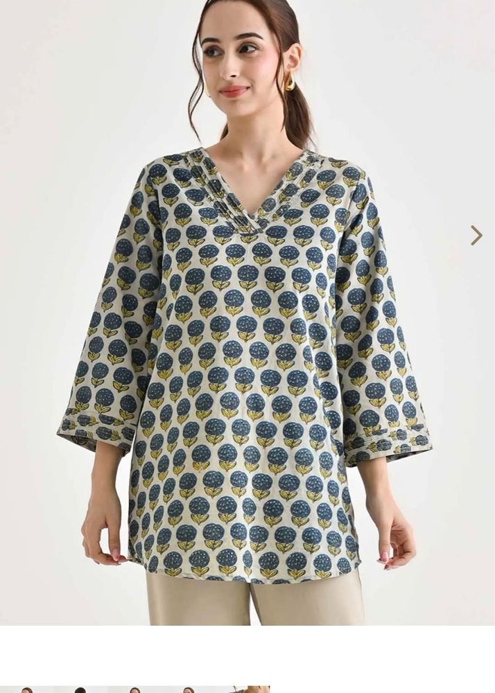 SALE! Rustorange Blue Cotton Printed Short kurti
