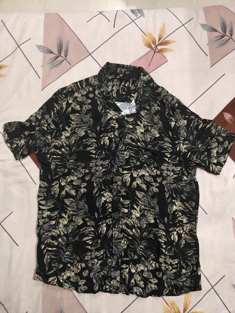Men's Black Floral Print Shirt