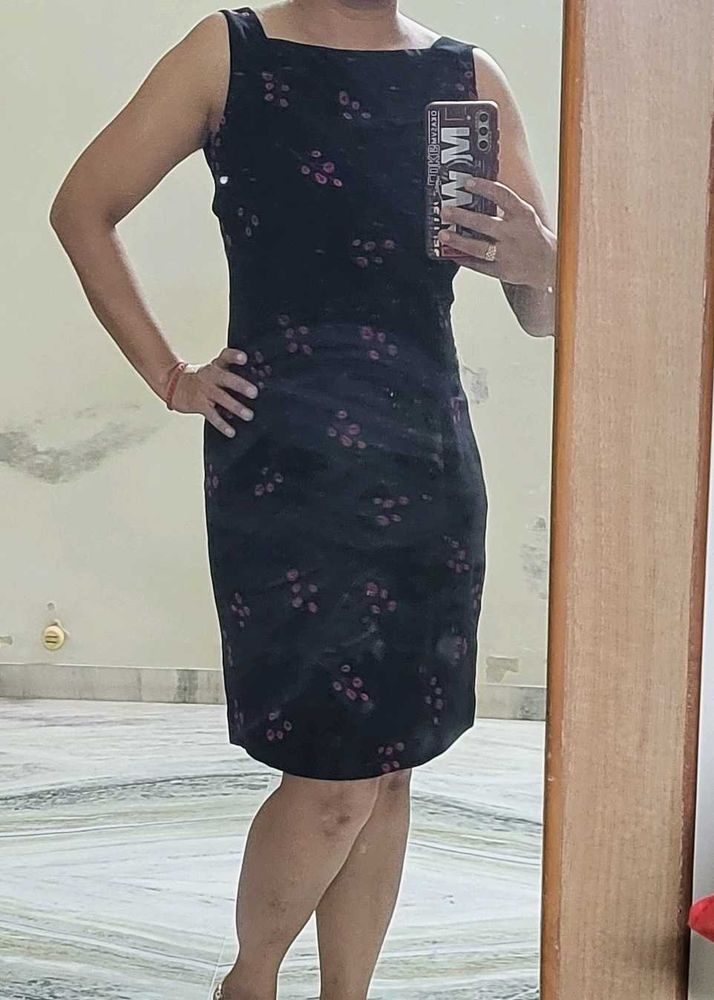 Black Printed Sleeveless Dress Never Used