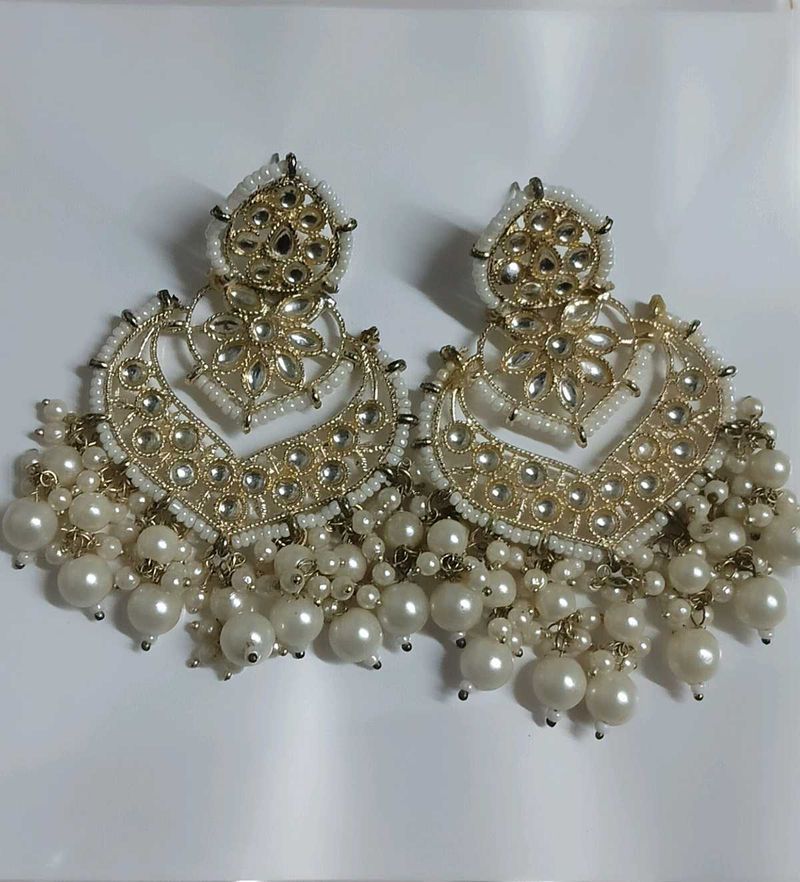 Pearl dangler Afghani style earrings